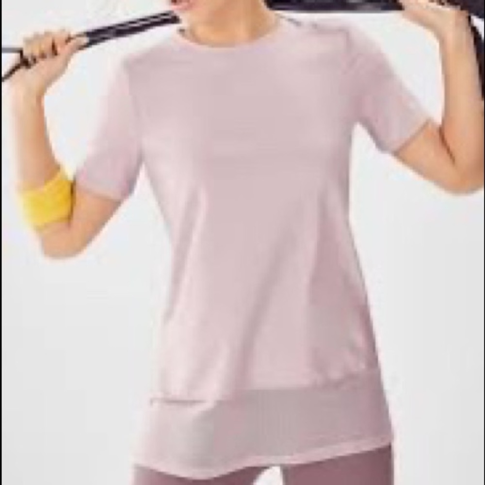 Fabletics Top Pink Mesh hem L